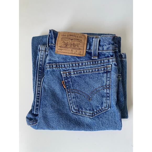 Vintage 550 Orange Tag Levi Strauss Girls Size 14 Relaxed Fit Jeans- 100% Cotton - Picture 1 of 11